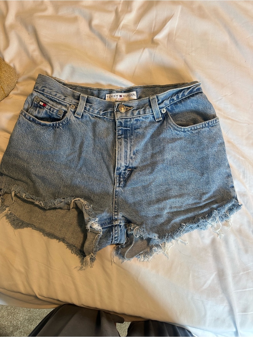 Tommy Hilfiger Medium Blue Distressed Denim Shorts